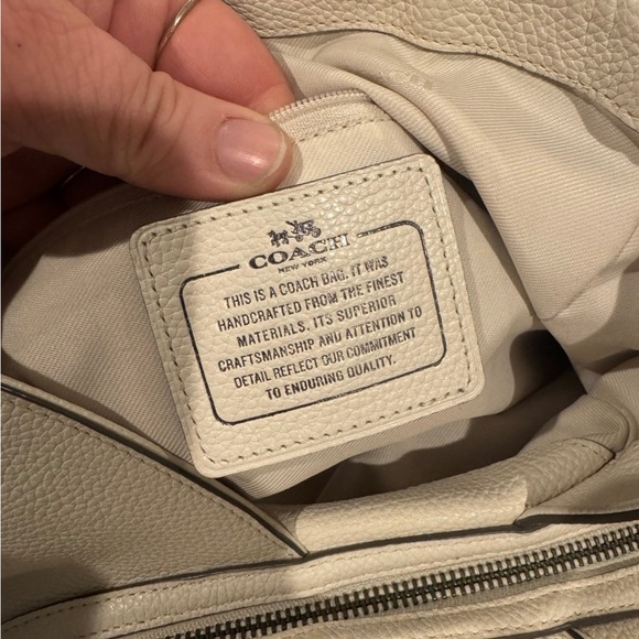 Coach Edie 31 Bandana Rivets Shoulder Bag Chalk White Pebble Leather - Picture 9 of 14